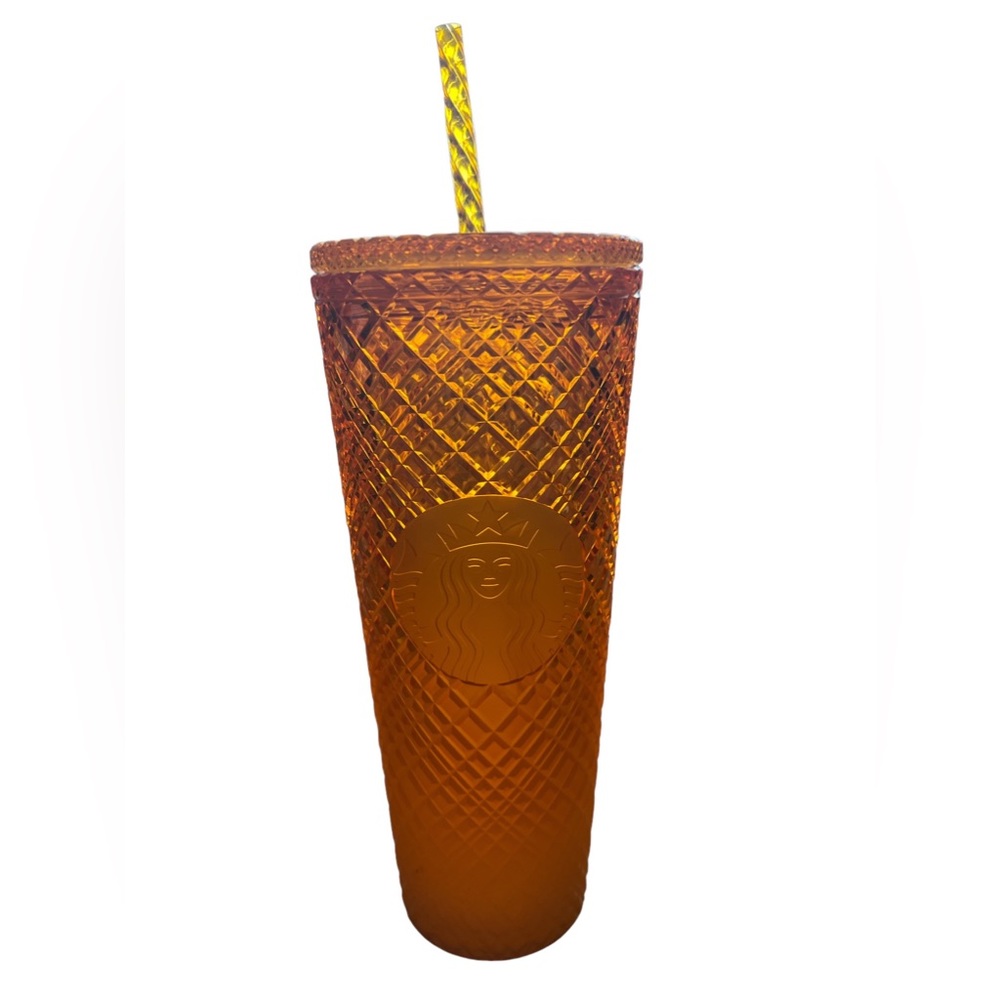 Starbucks 2022 Orange Mango Jeweled Grid Gradient 24oz‎ Venti Cold Cup Tumbler
